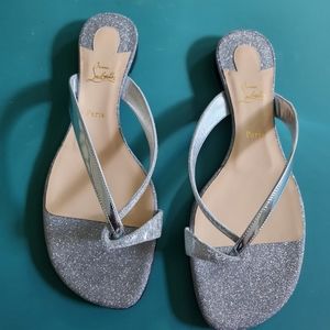NEW Christian Louboutin Minimeyer Silver Sandals Eu38